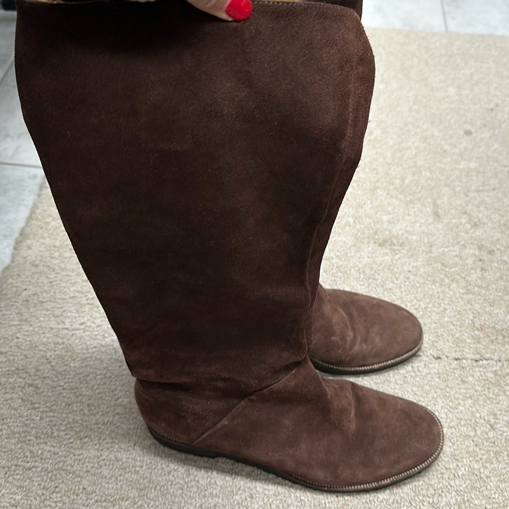 Kors brown suede long boot with rubber sole